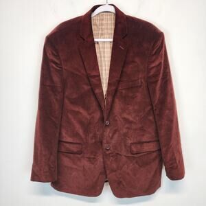 Saddlebred Corduroy Blazer Size 44R Maroon 2 Button Academia Professor Preppy